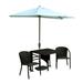 Blue Star Group Terrace Mates Daniella All-Weather Wicker Java Color Table Set w/ 7.5 -Wide OFF-THE-WALL BRELLA - Natural Olefin Canopy