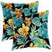 Jordan Manufacturing 16 x 16 Beachcrest Caviar Black Floral Square Outdoor Throw Pillow (2 Pack)