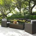 Crosley Palm Harbor 3 Piece Wicker Patio Conversation Set in Brown and Gray