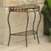 Pemberly Row Iron Patio Console Table in Bronze