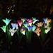 Outdoor Solar Garden Stake Lights - 4 Pack Solite Solar Powered Lights with 16 Lily Flower Multi-color Changing LED Solar Stake Lights for Garden Patio Backyard (Purple and White)