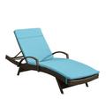 Anthony Outdoor Wicker Adjustable Chaise Lounge with Arms and Cushion Set of 2 Multibrown Blue