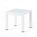 GDF Studio Crested Bay Outdoor Aluminum Side Table with Glass Top Matte White and White
