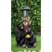 Ebros Me + U Black Bear Couple Outpost Statue with Solar LED Light Lantern Decor