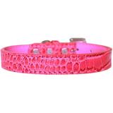 Mirage Pet Products Tulsa Plain Croc Dog Collar Bright Pink Size 20