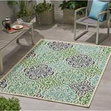 Noble House Seirra 5 3 x 7 Outdoor Medallion Area Rug in Ivory and Multi