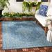 SAFAVIEH Courtyard Delbet Distressed Medallion Indoor/Outdoor Area Rug 8 x 11 Navy/Ivory