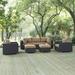 Modway Convene 7 Piece Outdoor Patio Sectional Set in Espresso Mocha