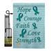 Breeze Decor BD-ST-GS-115092-IP-BO-D-US12-BD 13 x 18.5 in. Hope Faith Courage Teal Inspirational Support Impressions Decorative Vertical Double Sided Garden Flag Set with Banner Pole