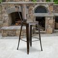 Flash Furniture Commercial Grade 30 High Distressed Copper Metal Indoor-Outdoor Barstool with Back