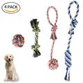 Amerteer 4 Park Dog Toys - Dog Chew Toys - Puppy Teething Toys- Puppy Chew Toys - Rope Dog Toy - Puppy Toys - Small Dog Toys - Chew Toys - Dog Toy Pack - Tug Toy - Dog Toy Set - Washable Cotton Rope