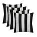 RSH DÃ©cor Indoor Outdoor Set of 4 Square Pillows Weather Resistant 17 x 17 Black and White Stripe