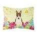 Carolines Treasures BB6136PW1216 Easter Eggs Bull Terrier Dark Brindle Canvas Fabric Decorative Pillow 12H x16W