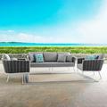 Modway Stance 3 Piece Outdoor Patio Aluminum Sectional Sofa Set in White Gray