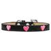 Mirage Pet Pink Glitter Heart Widget Dog Collar Black Ice Cream Size 18