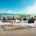 Modway Stance 3 Piece Outdoor Patio Aluminum Sectional Sofa Set in White Gray