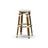 Baxton Studio Joelle Classic French Indoor and Outdoor Grey and White Bamboo Style Stackable Bistro Bar Stool