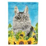 Maine Coon in Sunflowers Flag Garden Size