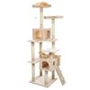 5.5 Ft Cat Tower - Napping Perches Cat Condos Ladder 9 Sisal Rope Scratching Posts Hanging Toys â€“ Cat Tree for Indoor Cats by PETMAKER (Beige)