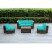 Ohana 5 Piece Outdoor Wicker Patio Furniture Sectional Conversation Set - Mixed Brown Wicker