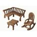 Miniature Fairy Garden Furniture 3-Piece: Rustic Wood Bench Rocking Chair and Miniature Table for the Garden Fairies