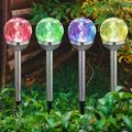 Solar Garden Lights Outdoor 4-Pack of Solar Globe Light Stakes Color-Changing LED Garden Light Landscape Decorative Pathway Lighting Auto On/Off Dusk to Dawn Solar Powered Path Light