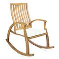 Caleb Outdoor Natural Stained Acacia Wood Rocking Chair with Cushion