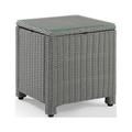 Crosley Bradenton 20 Square Glass Top Wicker Patio End Table in Gray