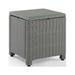 Crosley Bradenton 20 Square Glass Top Wicker Patio End Table in Gray