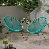 Yanais Outdoor Hammock Weave Chair with Steel Frame Set of 2 Teal and Black