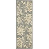 Safavieh Courtyard Crystal Floral Indoor/Outdoor Indoor/Outdoor Runner Rug 2 3 x 6 7 Grey/Natural