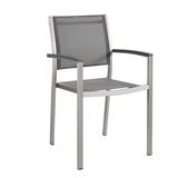 Modern Contemporary Urban Design Outdoor Patio Balcony Garden Furniture Side Dining Chair Aluminum Metal Steel Grey Gray