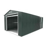 Duramax 55151 Metal Garage 12 x26 Metal Storage Shed Dark Gray with White Trim