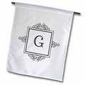 3dRose Initial letter G personal monogrammed fancy black and white typography elegant stylish personalized - Garden Flag 12 by 18-inch