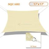 Sunshades Depot 17 x 17 180GSM Sun Shade Sail Square Permeable Canopy Tan Beige Customize Size Available Commercial For Patio Garden Preschool Kindergarten Playground Outdoor Facility Activities