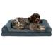 FurHaven Pet Products Faux Fleece & Chenille Orthopedic Sofa Pet Bed for Dogs & Cats - Orion Blue Jumbo