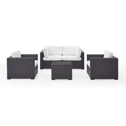 Crosley Furniture Biscayne 5 Piece Metal Patio Sofa Set in Brown/White