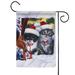 Toland Home Garden Kittens In Window Winter Christmas Flag Double Sided 12x18 Inch