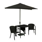 Blue Star Group Terrace Mates Adena All-Weather Wicker Java Color Table Set w/ 7.5 -Wide OFF-THE-WALL BRELLA - Chocolate Olefin Canopy