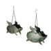 Zeckos Silver Galvanized Metal Flying Pig Hanging Planters Set of 2