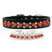 Double Crystal And Neon Orange Spikes Dog Collar Size Size 20 White