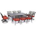 Hanover Traditions 11-Piece Outdoor Dining Set with Cast-Top Table 4 Swivel Rockers and 6 Stationary Chairs