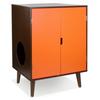 Penn-Plax Cat Walk Furniture: Contemporary Home Cat Litter Hide-Away Cabinet â€“ Espresso with Orange Doors