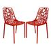 LeisureMod Modern Devon Aluminum Chair Set of 2-Color:Red Style:Armless