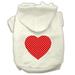 Mirage Pet 62-103 XXLCR Red Swiss Dot Heart Screen Print Pet Hoodie Cream - 2XL