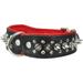 Dogs My love Spiked Studded Genuine Leather Dog Collar 1.75 Wide (14 -17 Neck; 1.75 Wide Black/Red)