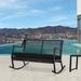 Real Flame Calvin Aluminum Patio Rocker Bench in Black