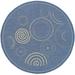 SAFAVIEH Courtyard Hugo Geometric Indoor/Outdoor Area Rug 5 3 x 5 3 Round Blue/Natural