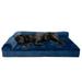 FurHaven Pet Products Plush & Velvet Deluxe Chaise Lounge Cooling Gel Memory Foam Sofa Pet Bed for Dogs & Cats - Deep Sapphire Jumbo Plus