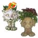 Homestyles 12 in. Scruffy the Cat & Muttley the Dog Muggly Animal Face Statue Planter Pot